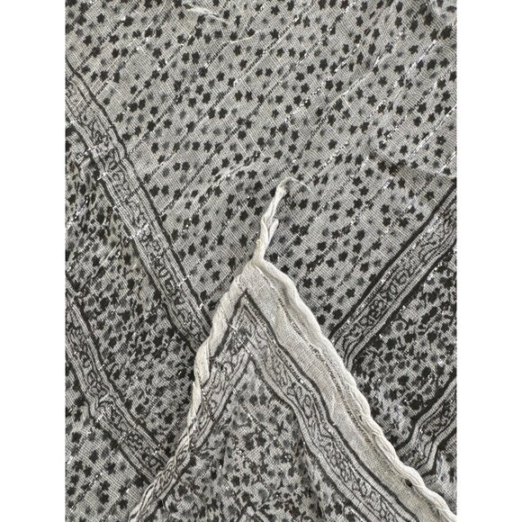 Vintage Sheer Black & White Polka Dot Square Scarf Lightweight Fabric Headwear - Picture 4 of 4